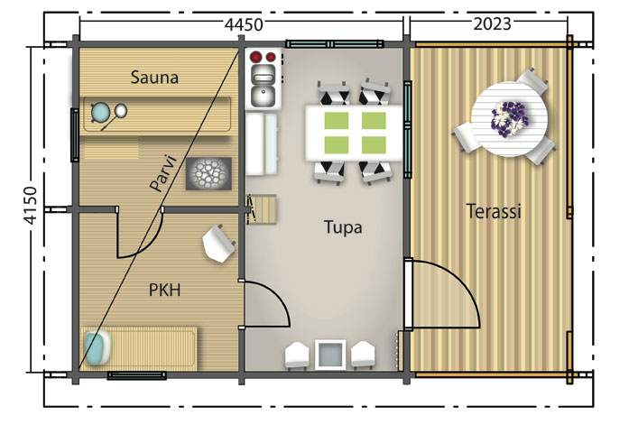 Gartenhaus / Sauna Myrskylintu